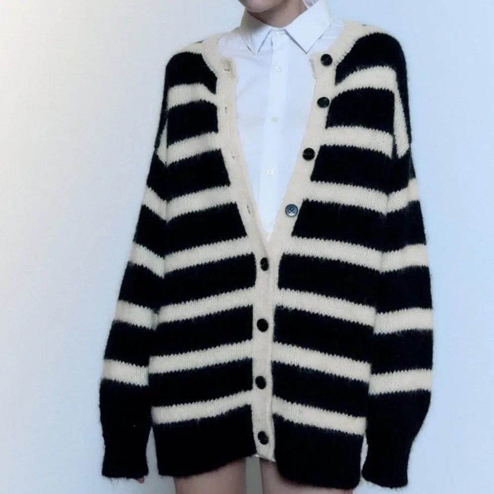 Zara Long Striped Cardigan New - Picture 10 of 11